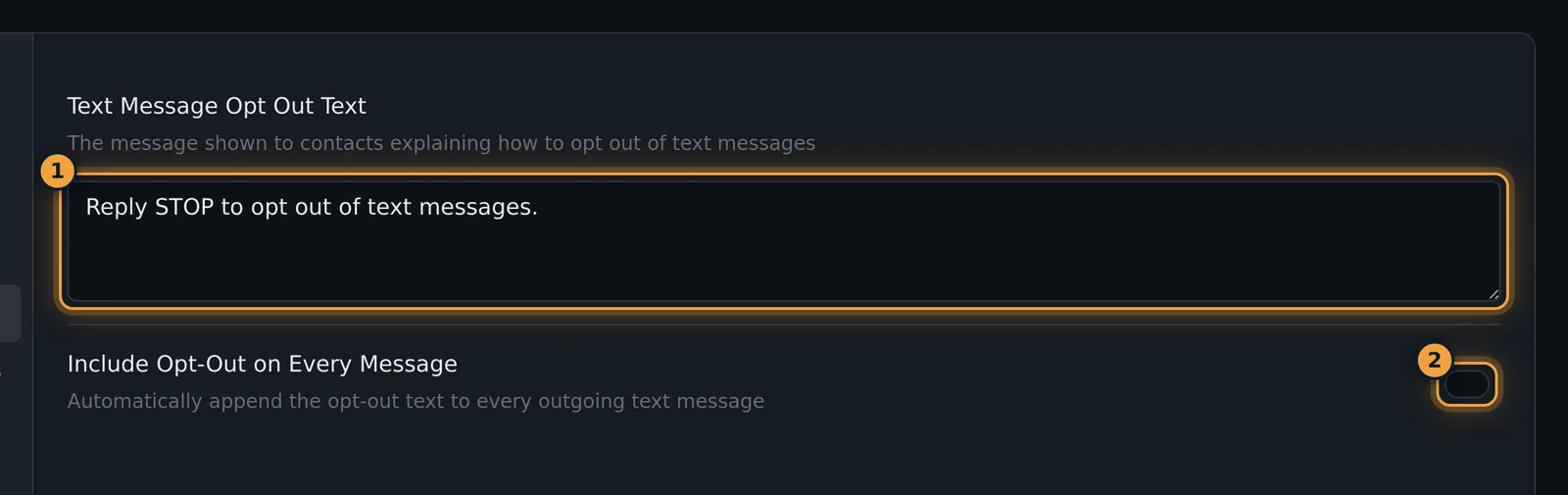 SMS Settings