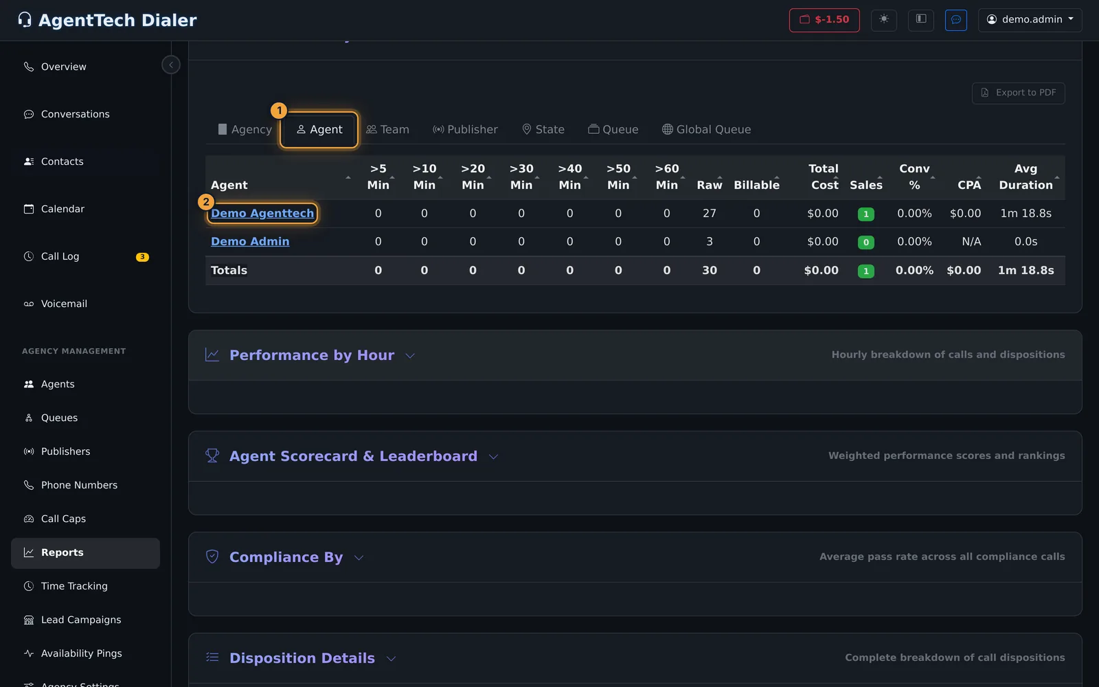 Open an agent from Reports