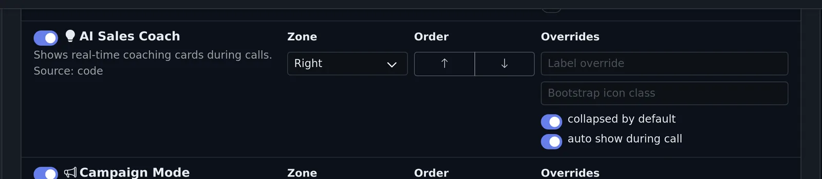AI Sales Coach widget
