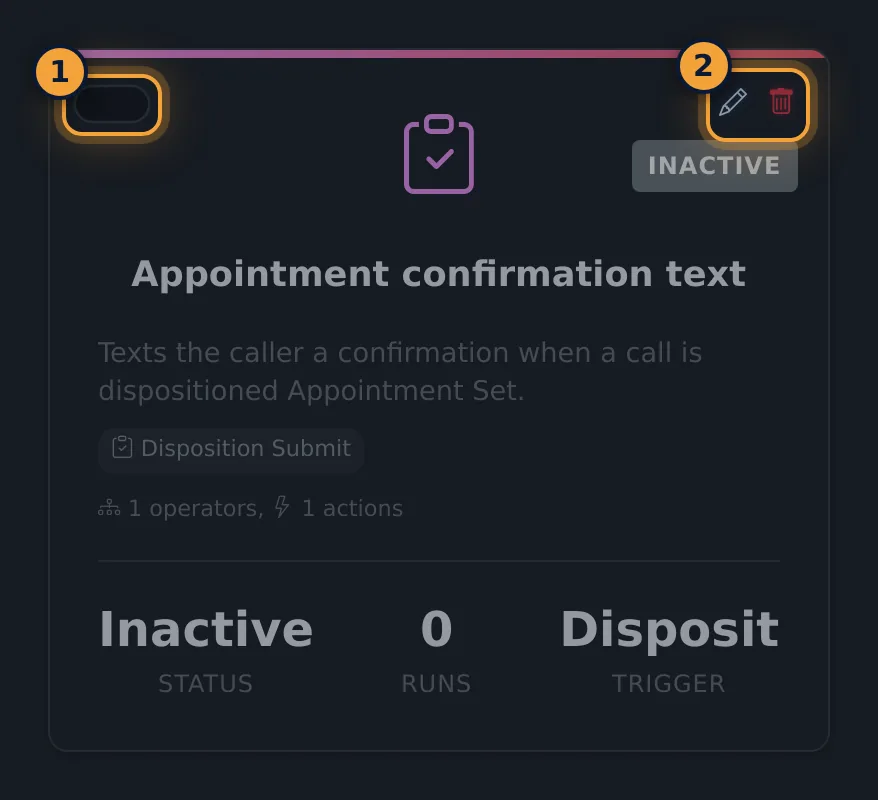 An automation card, switched off