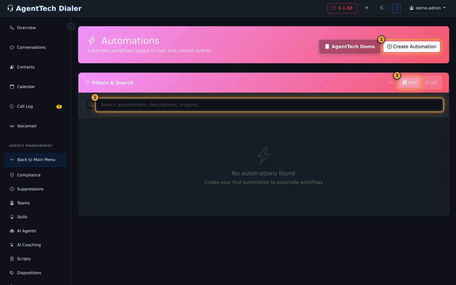 Automations page