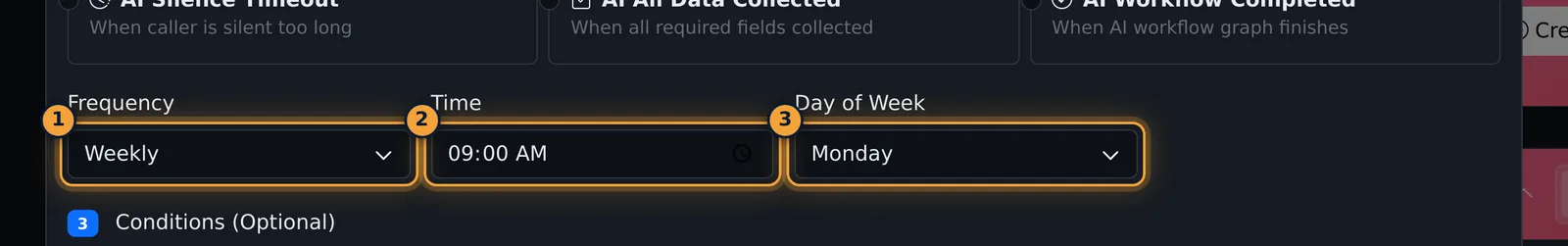 Scheduled trigger options