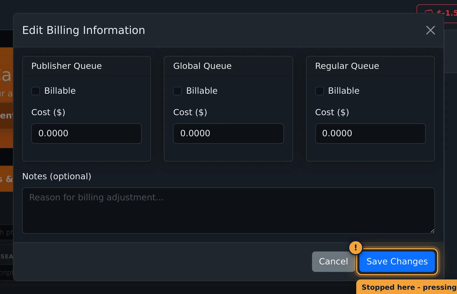 Edit Billing Information