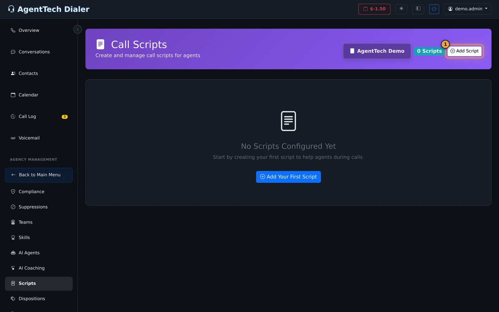 Call Scripts page