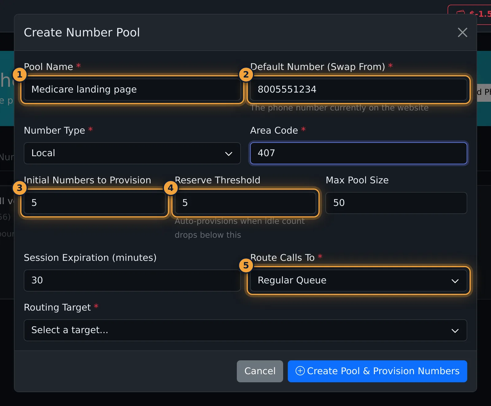 Create Number Pool