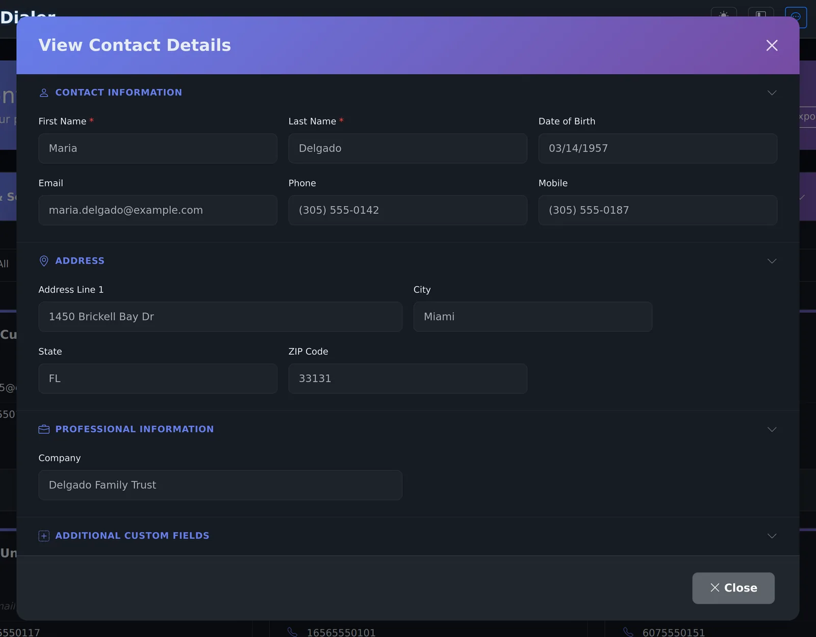 View Contact Details