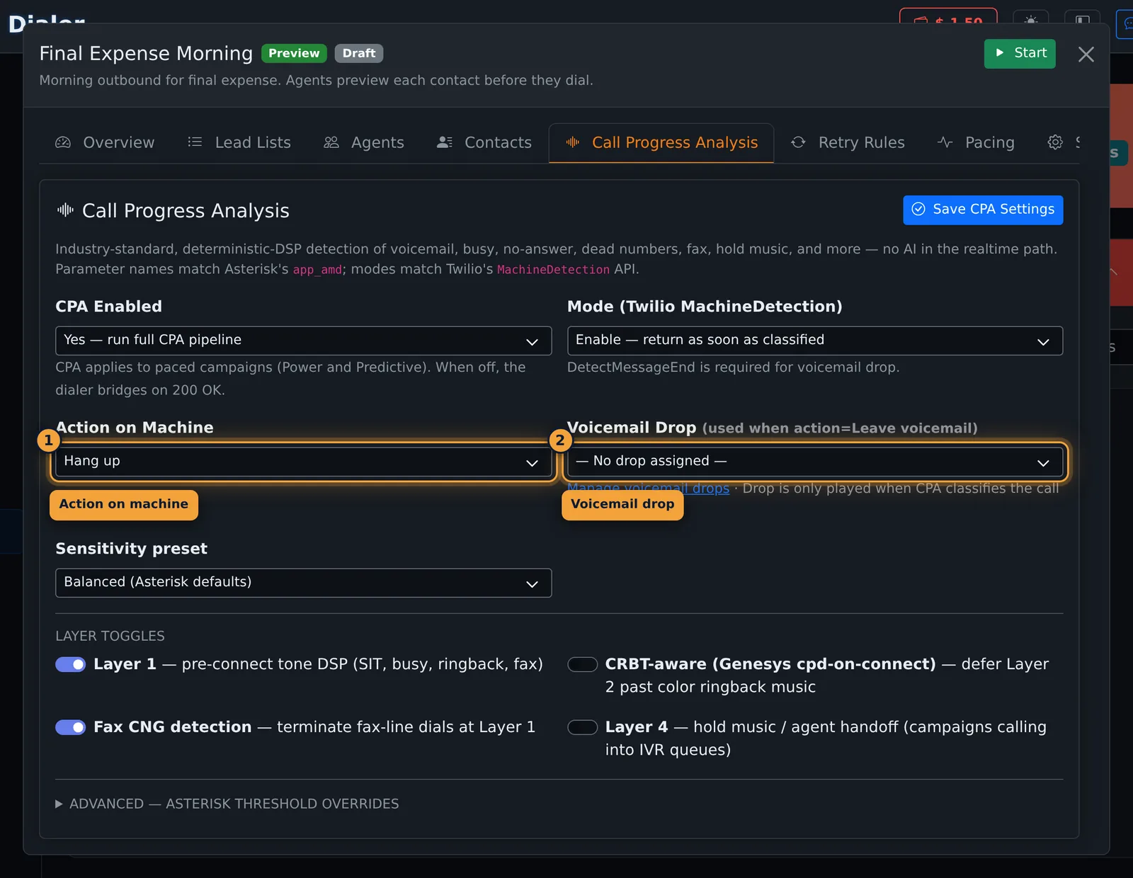 Call progress analysis