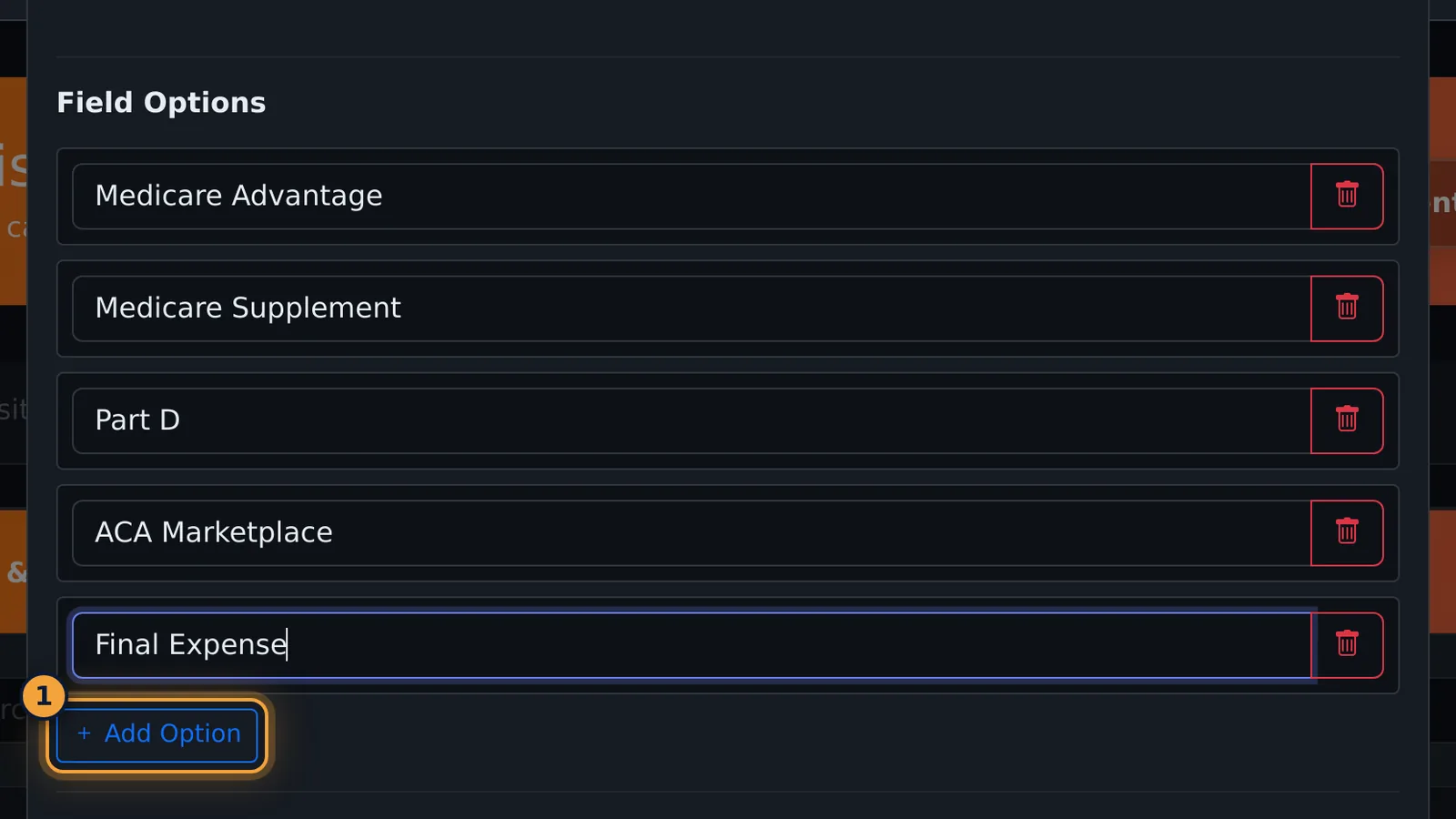 Field options