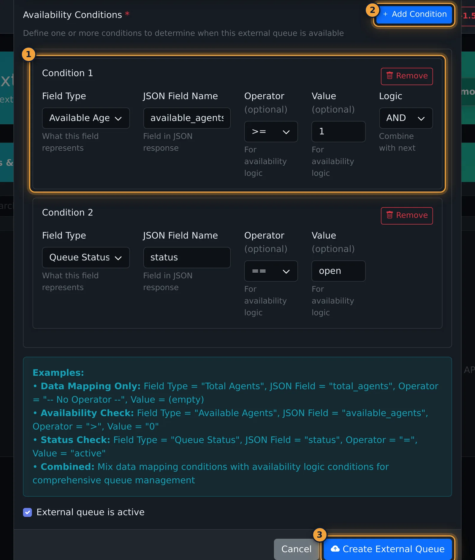 Webhook and conditions
