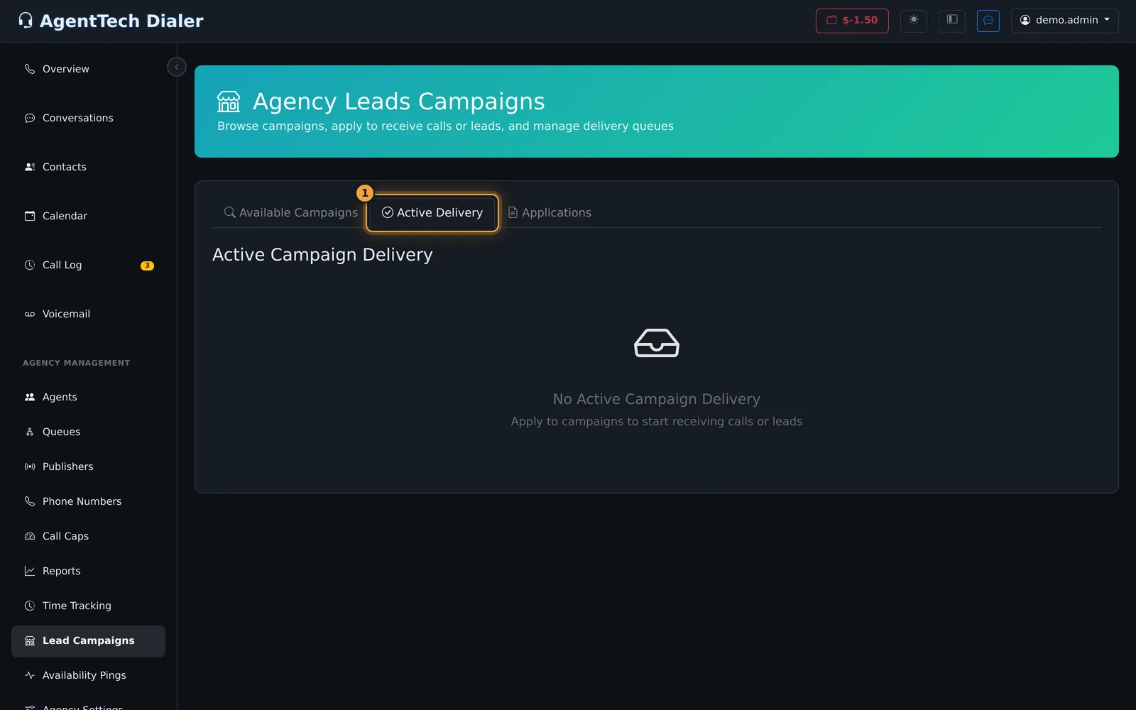 Active Delivery tab