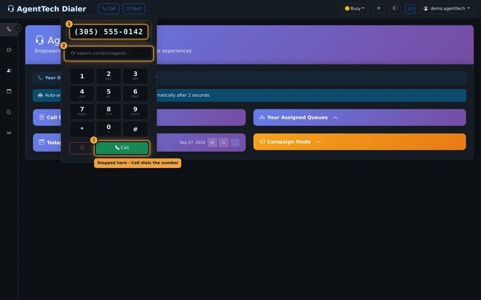 Dial pad with a number