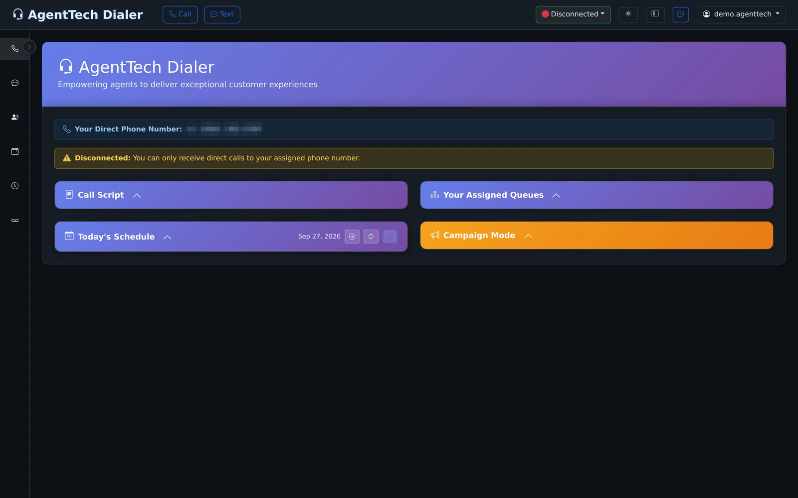 Dialer home while Disconnected