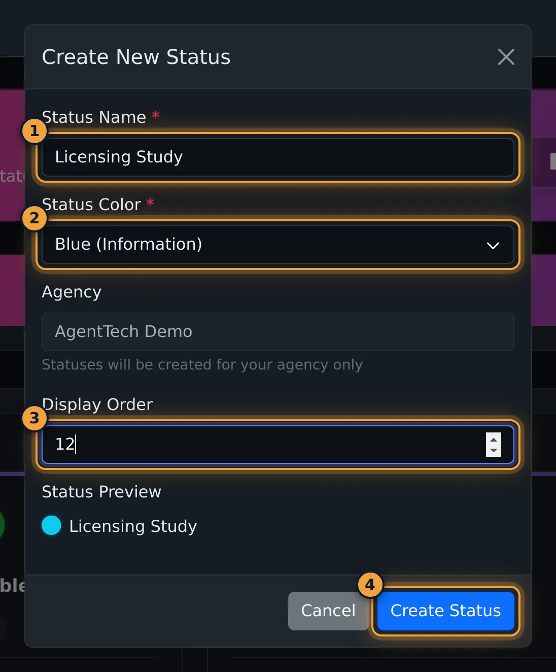 Create New Status