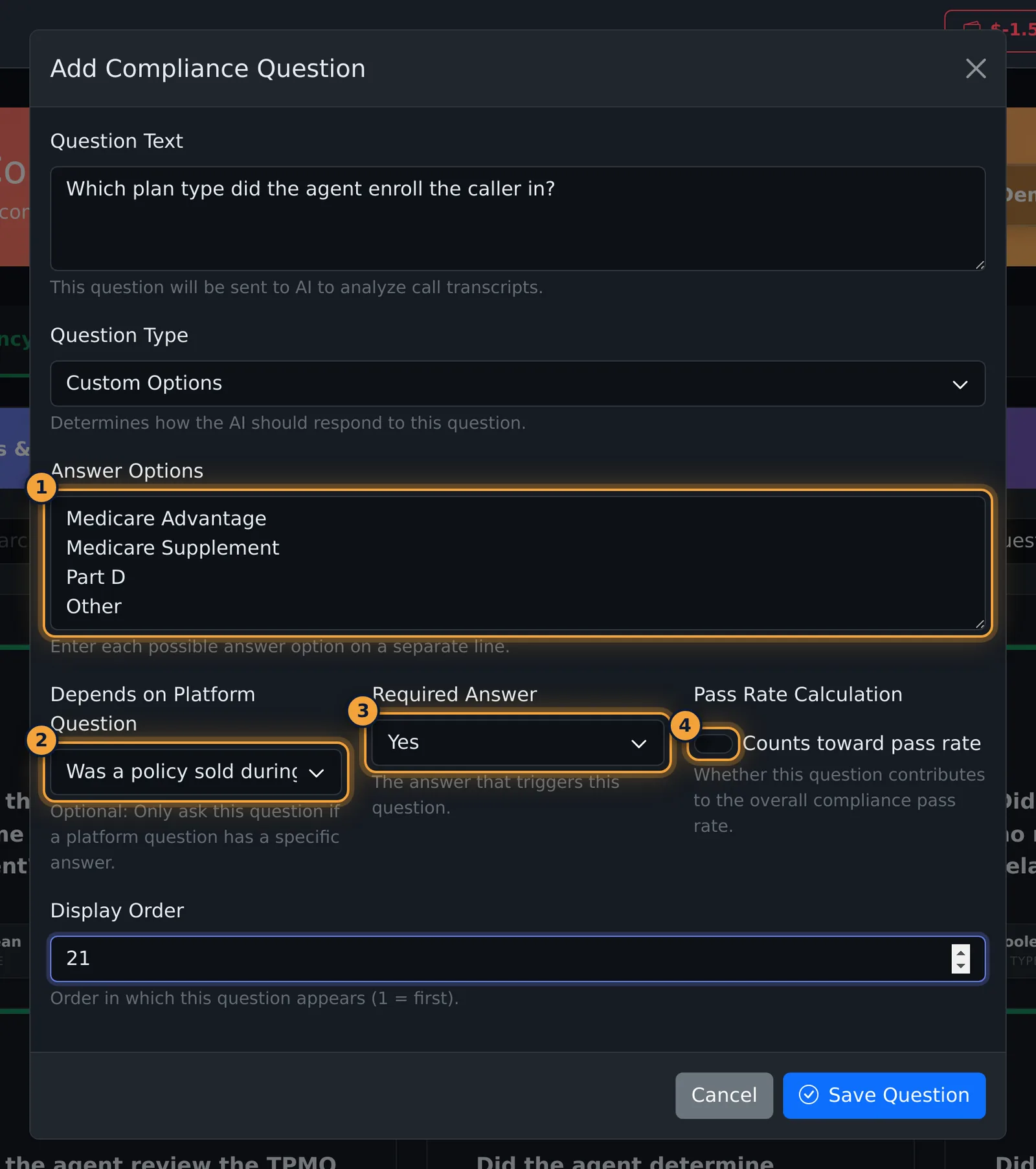 Custom options with a dependency