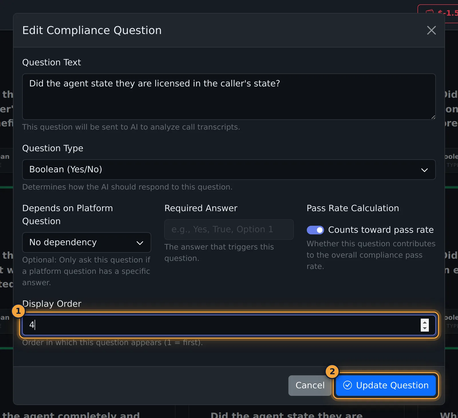 Edit Compliance Question
