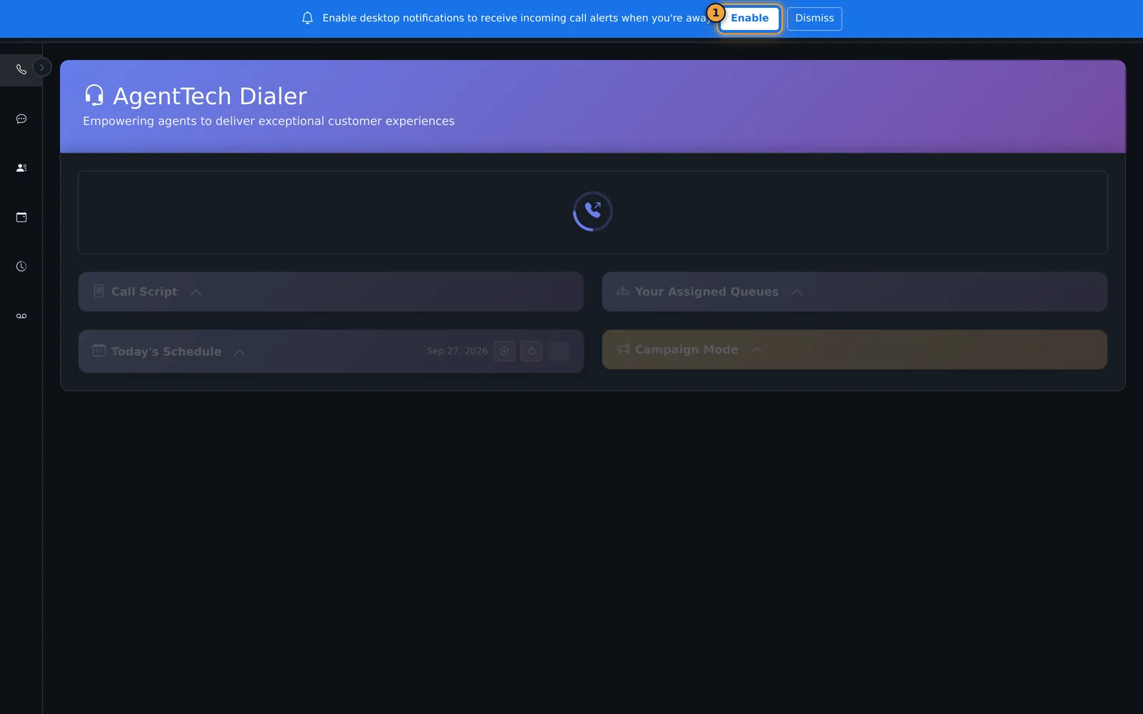 Desktop notification bar