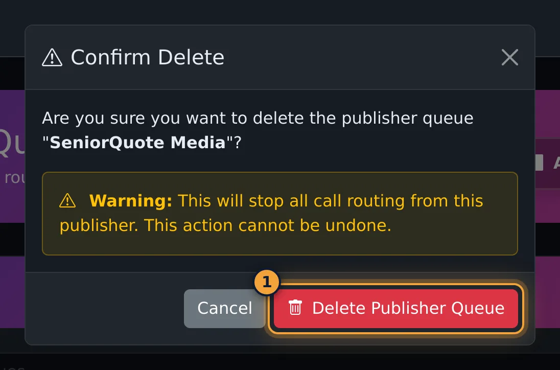 Delete publisher queue