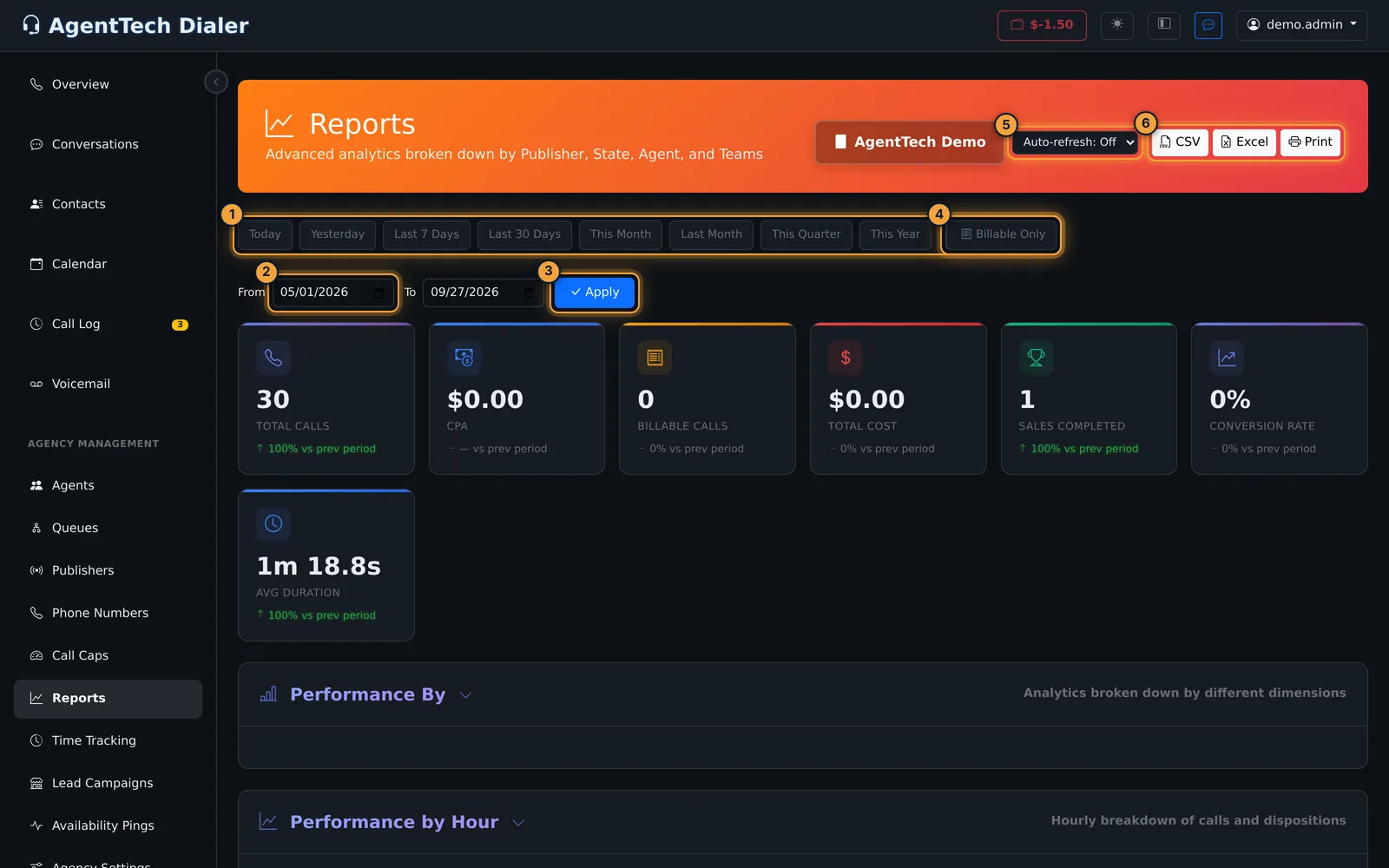Reports page