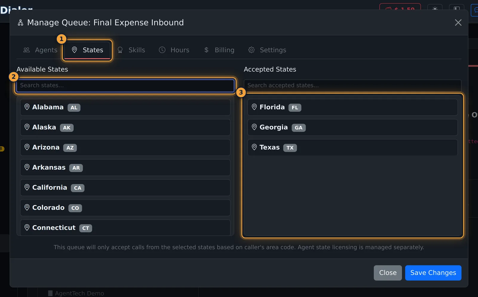 Queue states