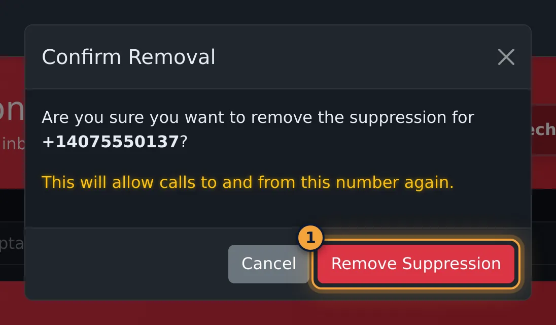 Confirm Removal