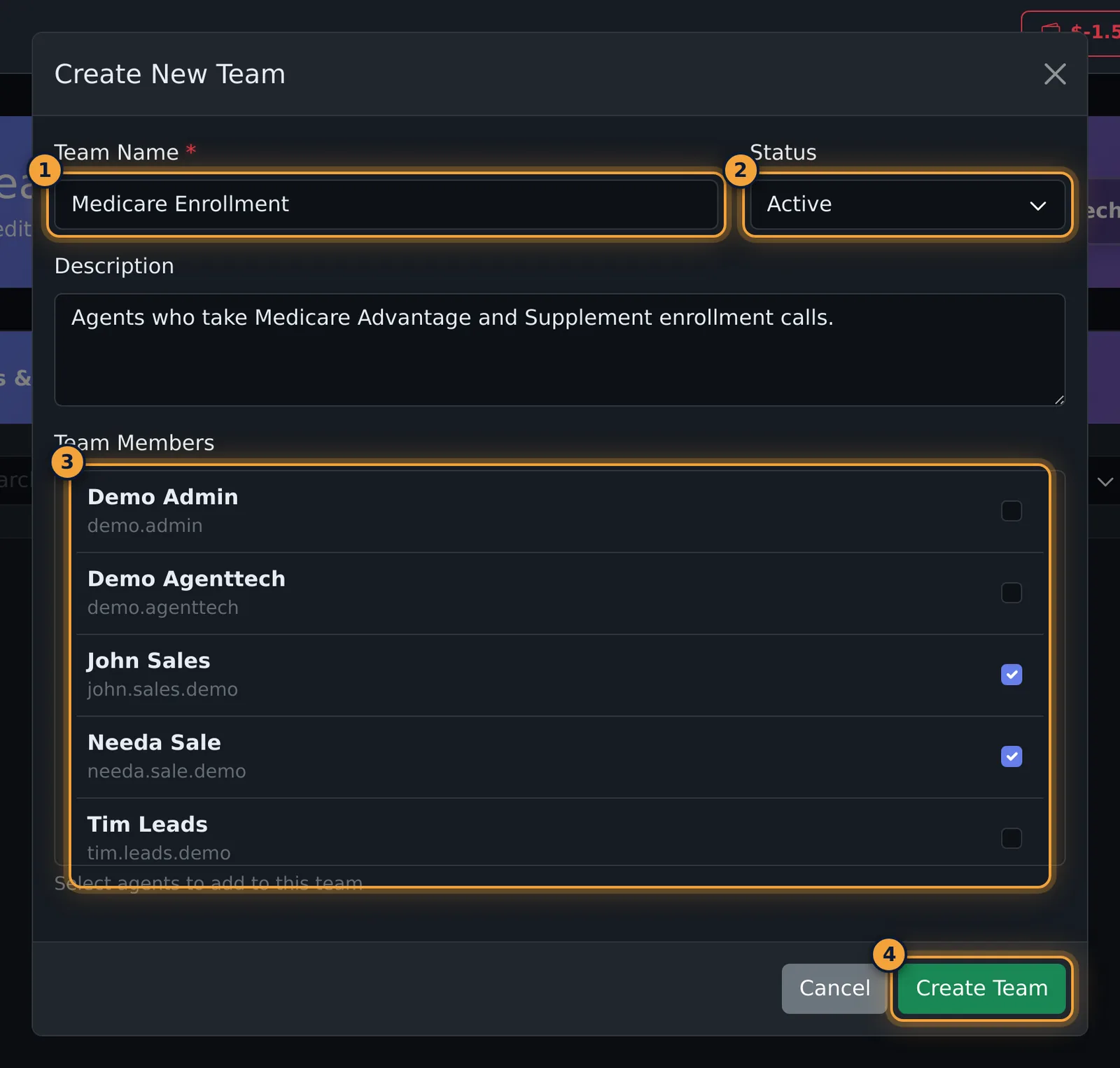 Create New Team