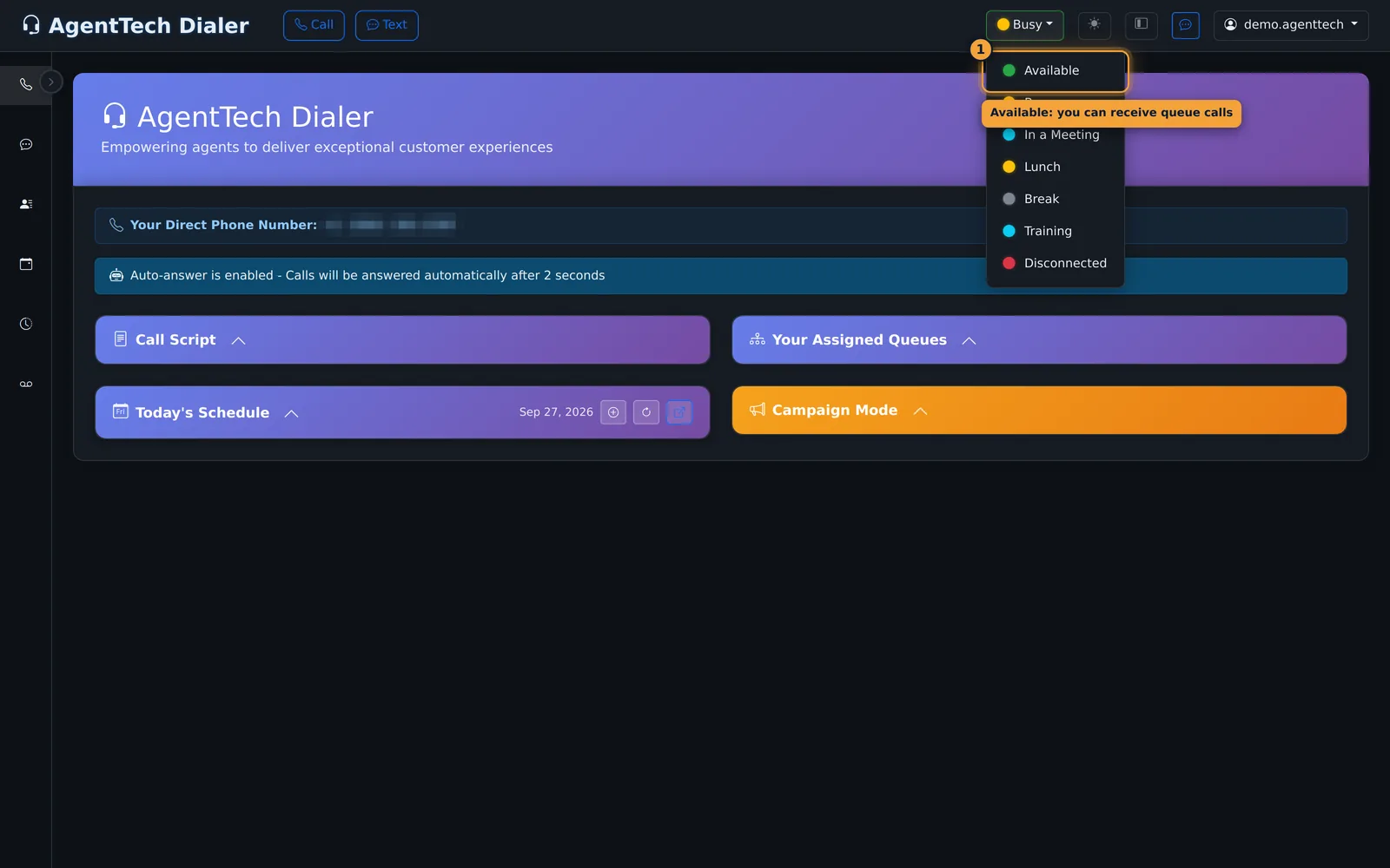 Status menu