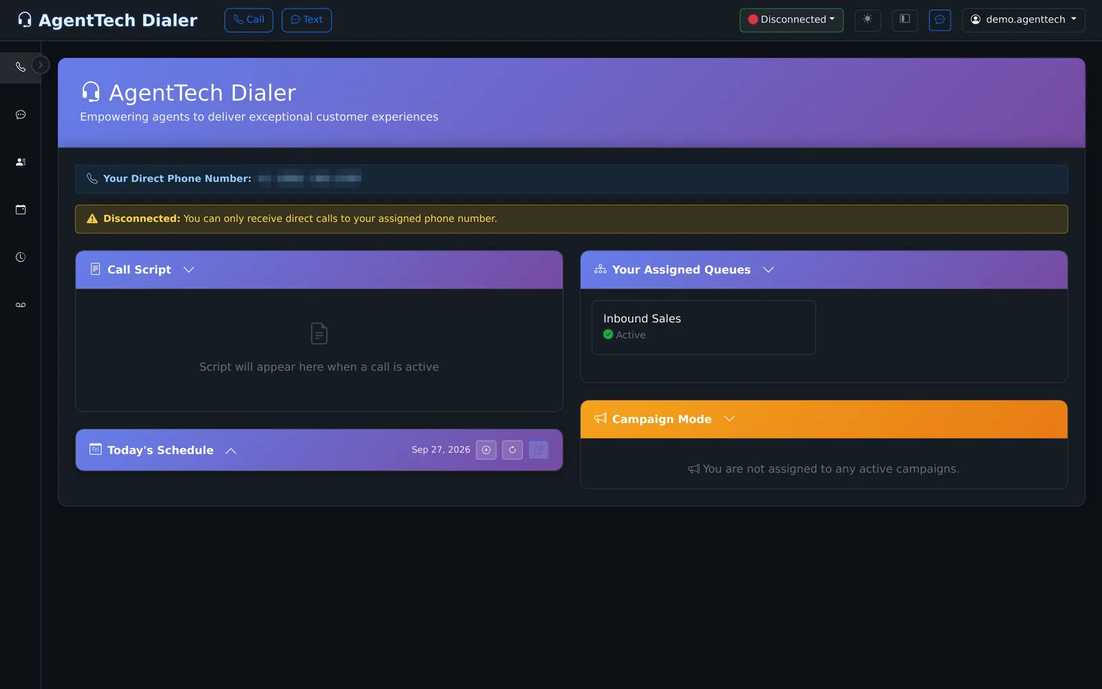 Agent dialer home